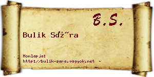 Bulik Sára névjegykártya